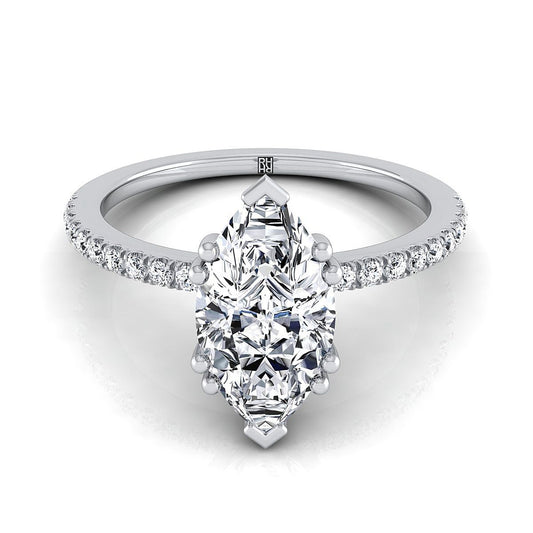 Double Claw Prong French Pavé Marquise, in Platinum | RockHer