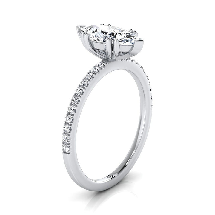 Double Claw Prong French Pavé Marquise, in 18K White Gold – side profile | RockHer
