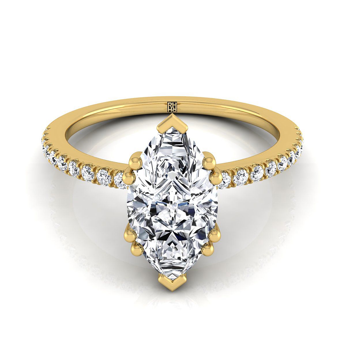 Double Claw Prong French Pavé Marquise, in 18K Yellow Gold | RockHer