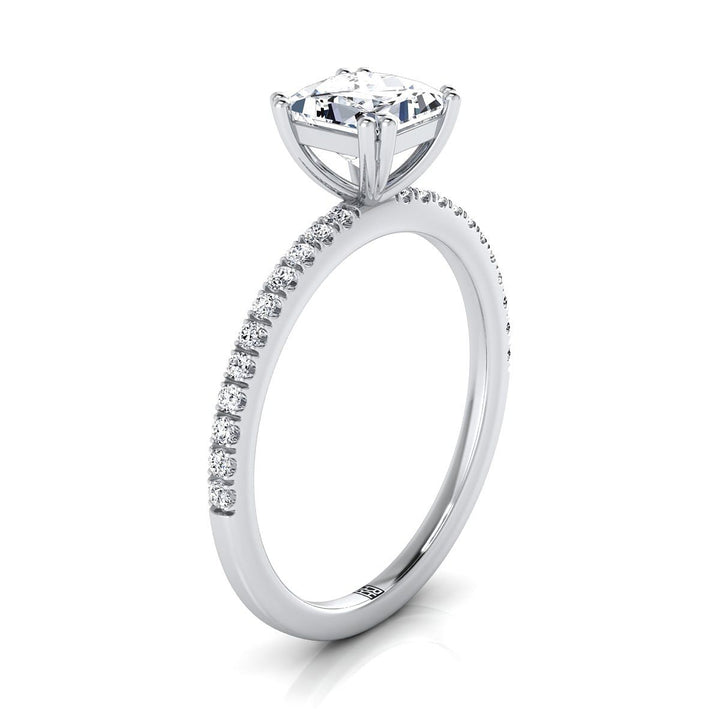 Double Claw Prong French Pavé Princess, in Platinum – side profile | RockHer