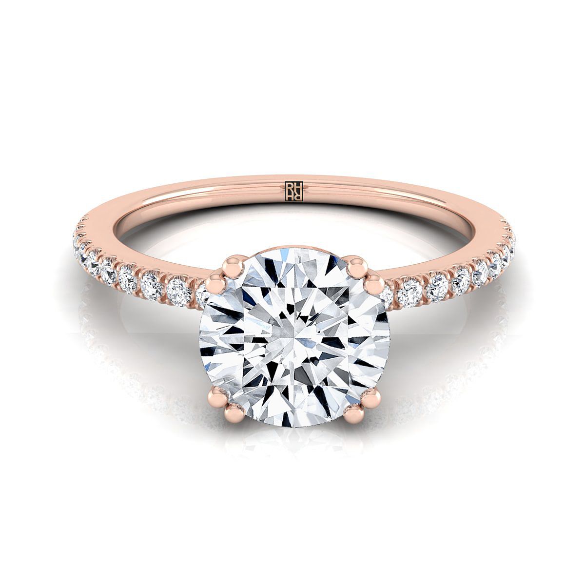 ตัวเรือนแหวนหมั้นเพชร Kelly ทรงกลม ฝังหนาม ทองคำชมพู 14K จาก RockHer
