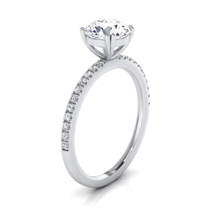 Round Brilliant, Double Claw Prong French Pavé, in Platinum – side profile | RockHer