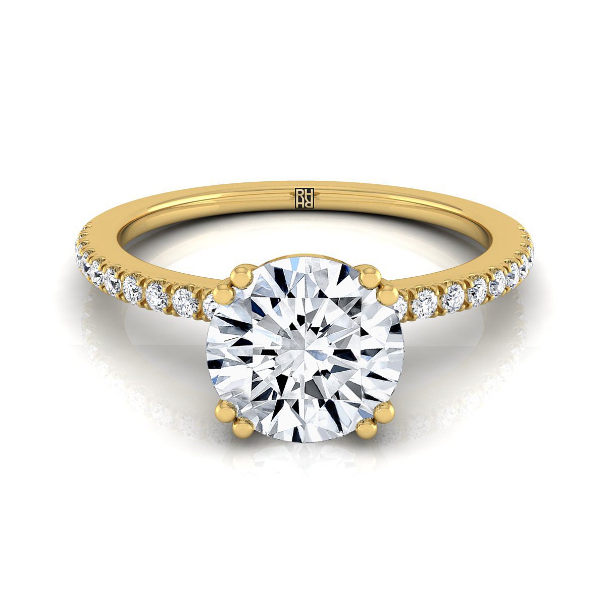 ตัวเรือนแหวนหมั้นเพชร Kelly ทรงกลม ฝังหนาม ทองคำเหลือง 18K จาก RockHer