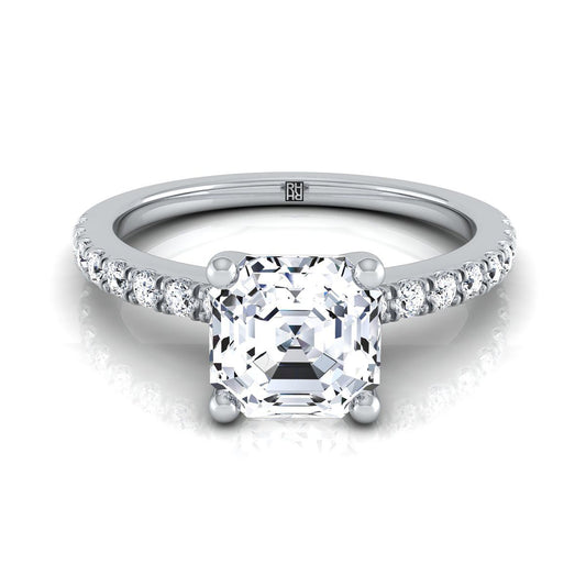 Classic Linear French Pavé Asscher, in Platinum | RockHer