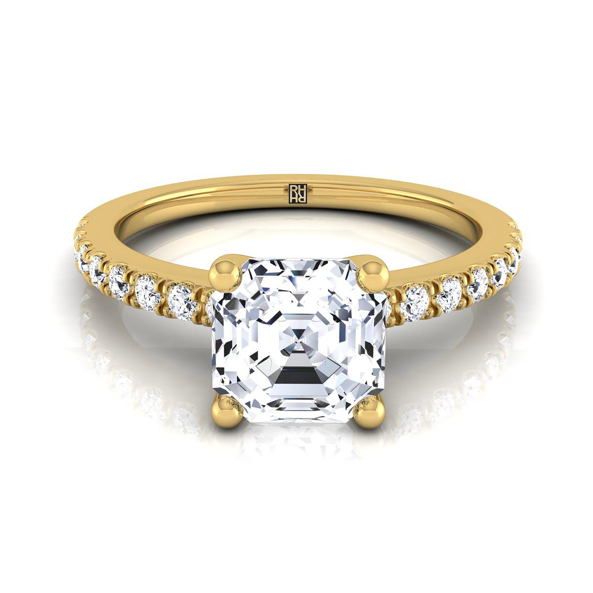 Classic Linear French Pavé Asscher, in 18K Yellow Gold | RockHer