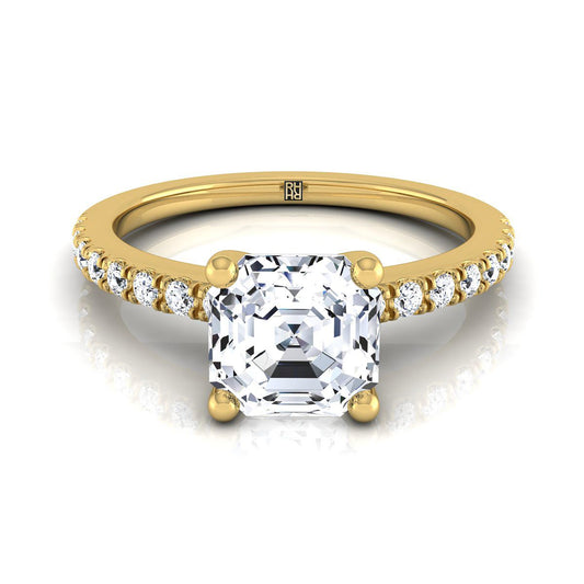 Classic Linear French Pavé Asscher, in 18K Yellow Gold | RockHer
