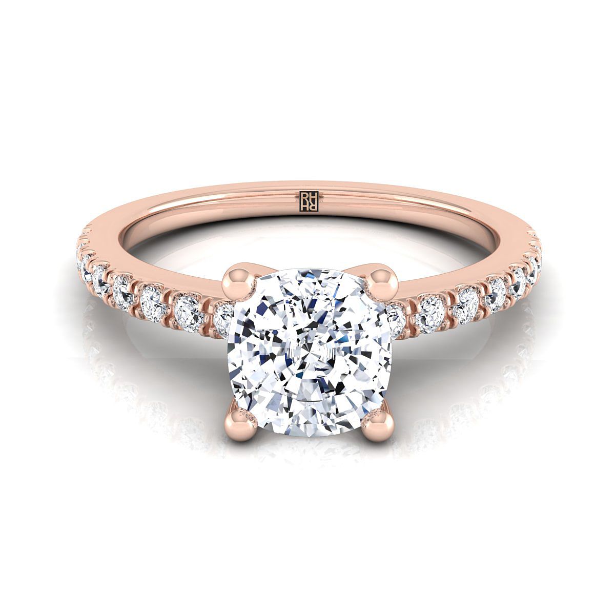 ตัวเรือนแหวนหมั้นเพชร Norah ทรงคุชชั่น ทองคำชมพู 14K จาก RockHer