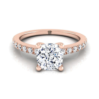 ตัวเรือนแหวนหมั้นเพชร Norah ทรงคุชชั่น ทองคำชมพู 14K จาก RockHer