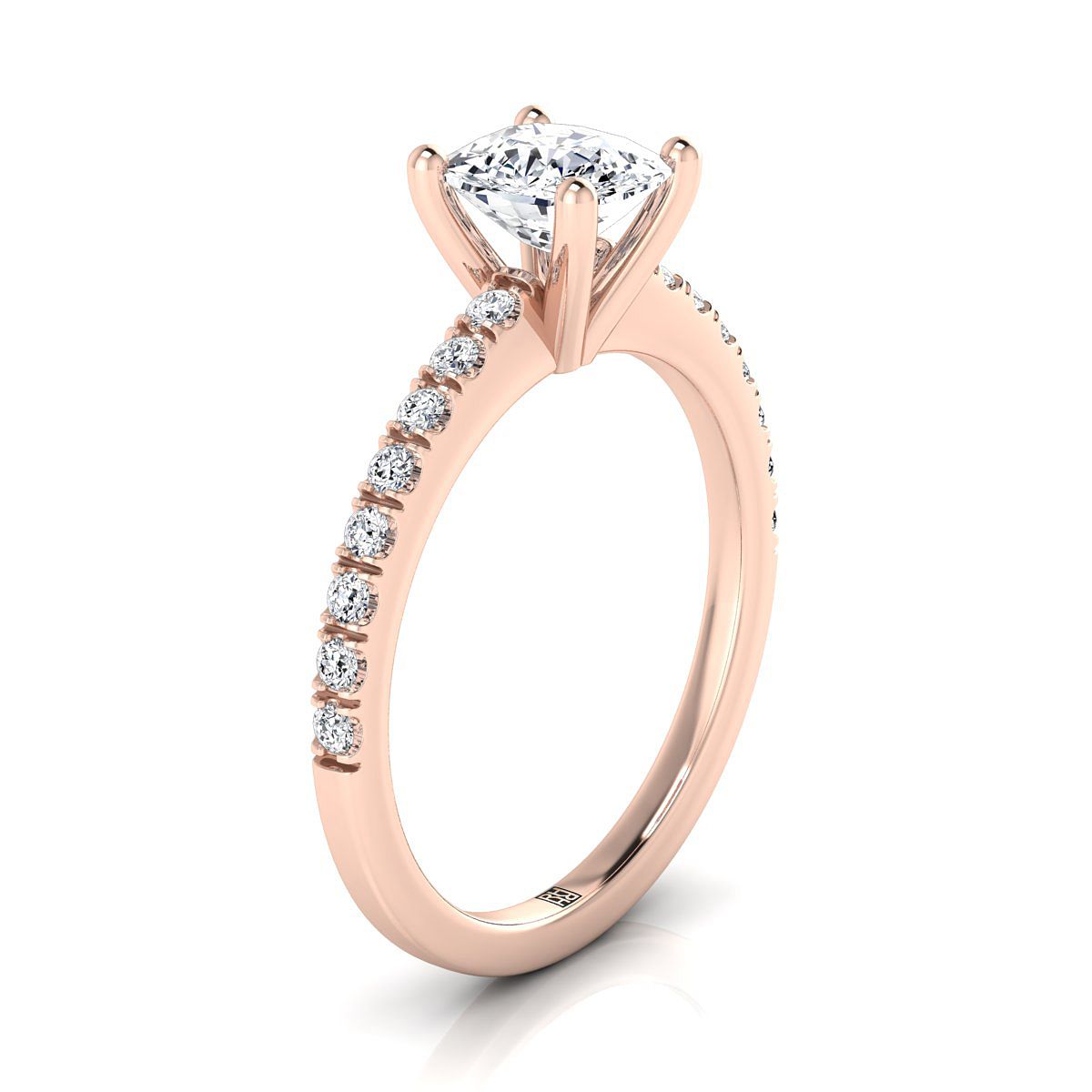 ตัวเรือนแหวนหมั้นเพชร Norah ทรงคุชชั่น ทองคำชมพู 14K จาก RockHer