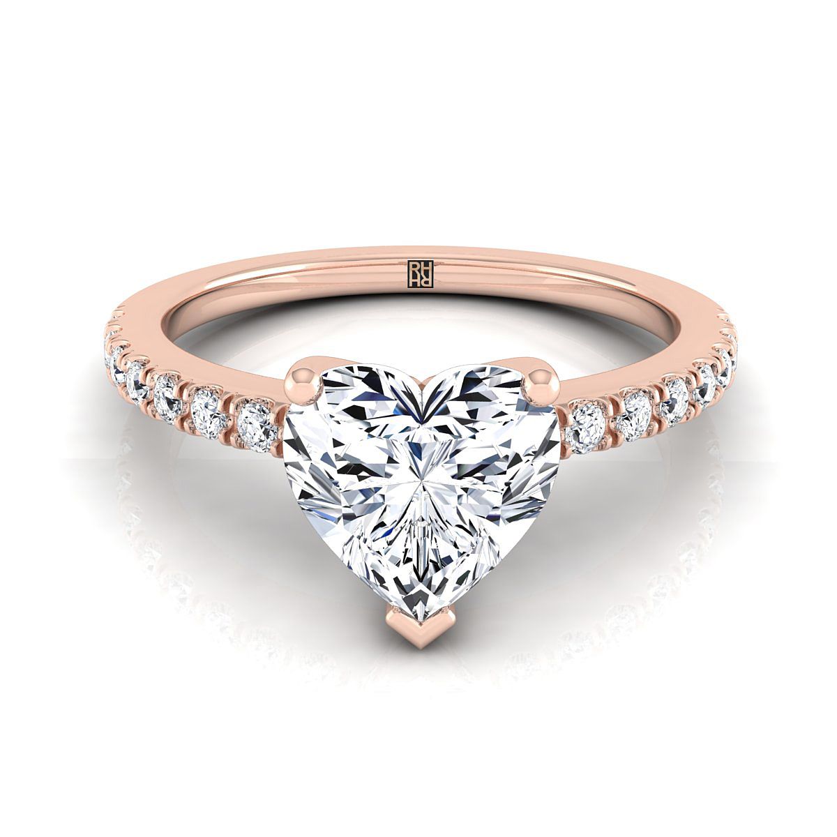 ตัวเรือนแหวนหมั้นเพชร Norah ทรงหัวใจ ทองคำชมพู 14K จาก RockHer