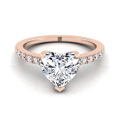 ตัวเรือนแหวนหมั้นเพชร Norah ทรงหัวใจ ทองคำชมพู 14K จาก RockHer