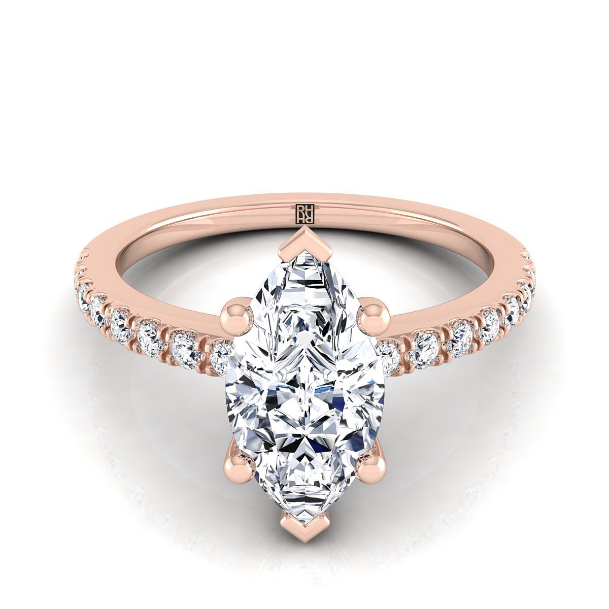 Classic Linear French Pavé Marquise, in 14K Rose Gold | RockHer