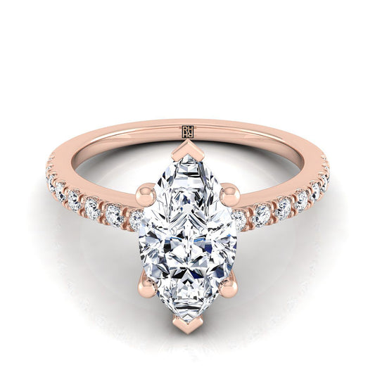 Classic Linear French Pavé Marquise, in 14K Rose Gold | RockHer