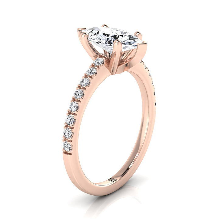 Classic Linear French Pavé Marquise, in 14K Rose Gold – side profile | RockHer