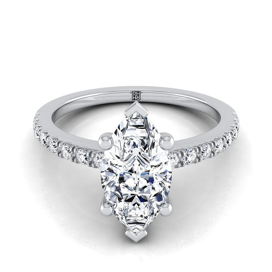 Classic Linear French Pavé Marquise, in 18K White Gold | RockHer