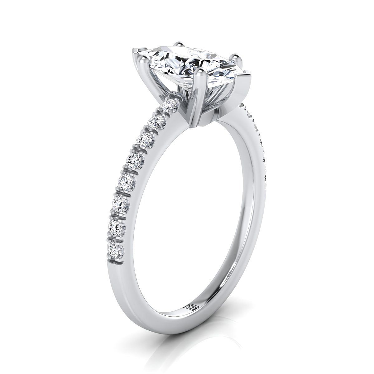 Classic Linear French Pavé Marquise, in 18K White Gold – side profile | RockHer