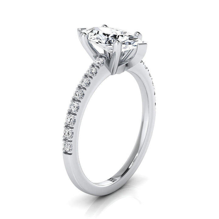 Classic Linear French Pavé Marquise, in 18K White Gold – side profile | RockHer