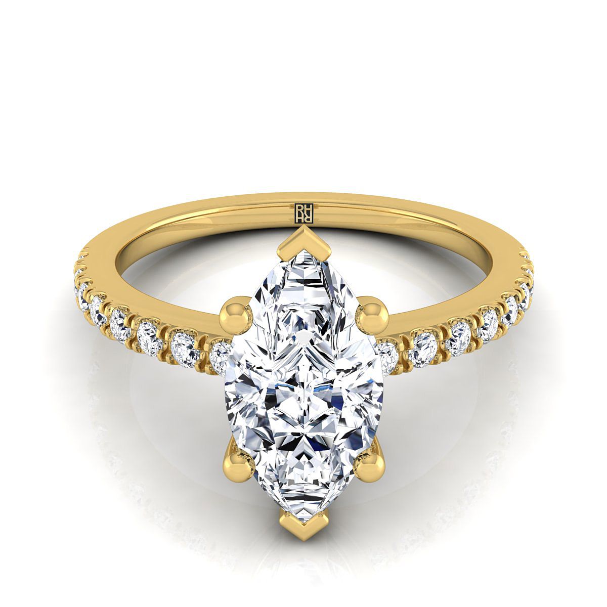 Classic Linear French Pavé Marquise, in 18K Yellow Gold | RockHer