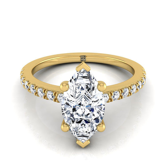 Classic Linear French Pavé Marquise, in 18K Yellow Gold | RockHer