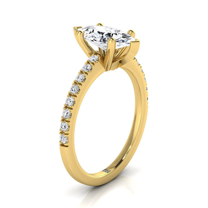 Classic Linear French Pavé Marquise, in 18K Yellow Gold – side profile | RockHer