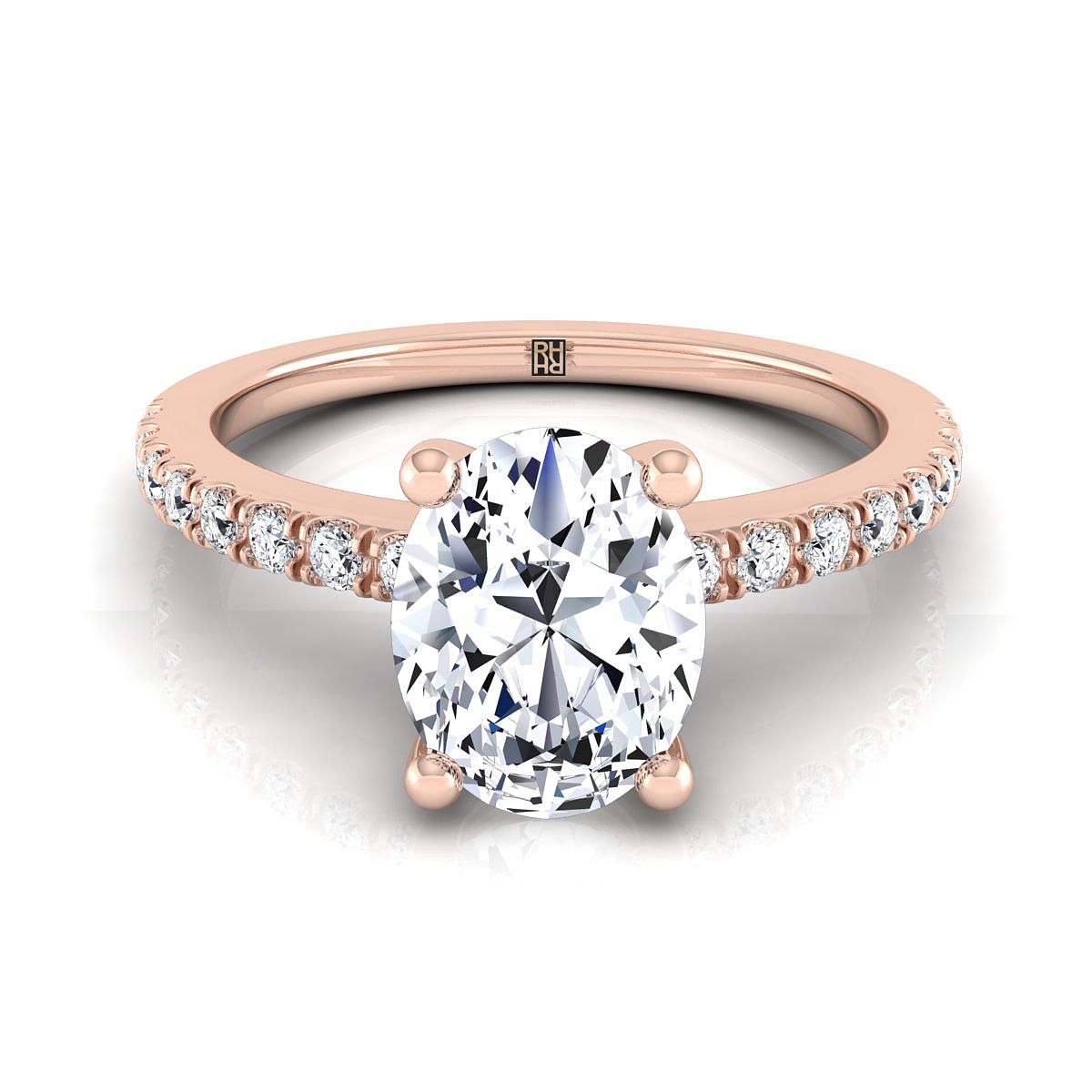 Classic Linear French Pavé Oval, in 14K Rose Gold | RockHer
