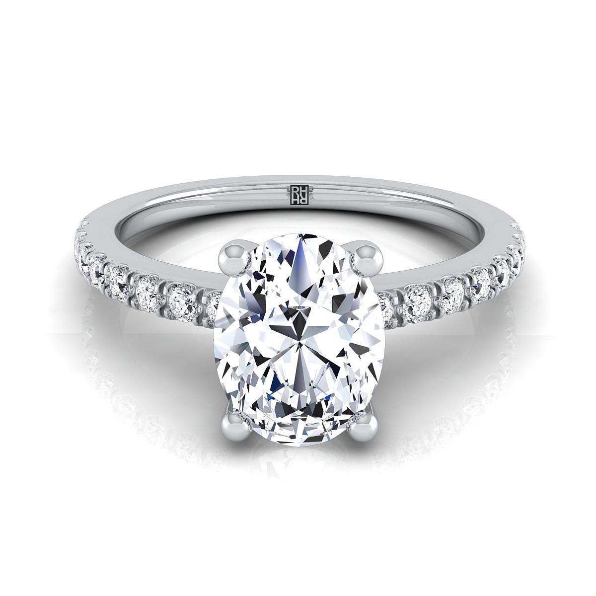 Classic Linear French Pavé Oval, in Platinum | RockHer