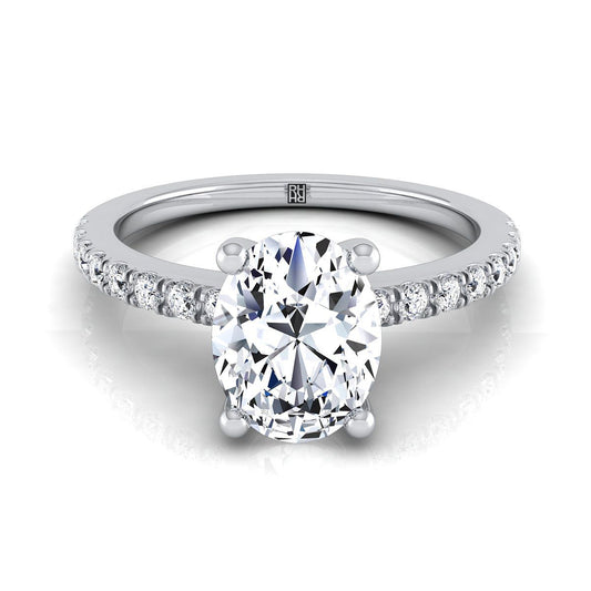 Classic Linear French Pavé Oval, in Platinum | RockHer