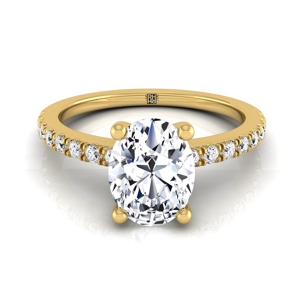 Classic Linear French Pavé Oval, in 18K Yellow Gold | RockHer