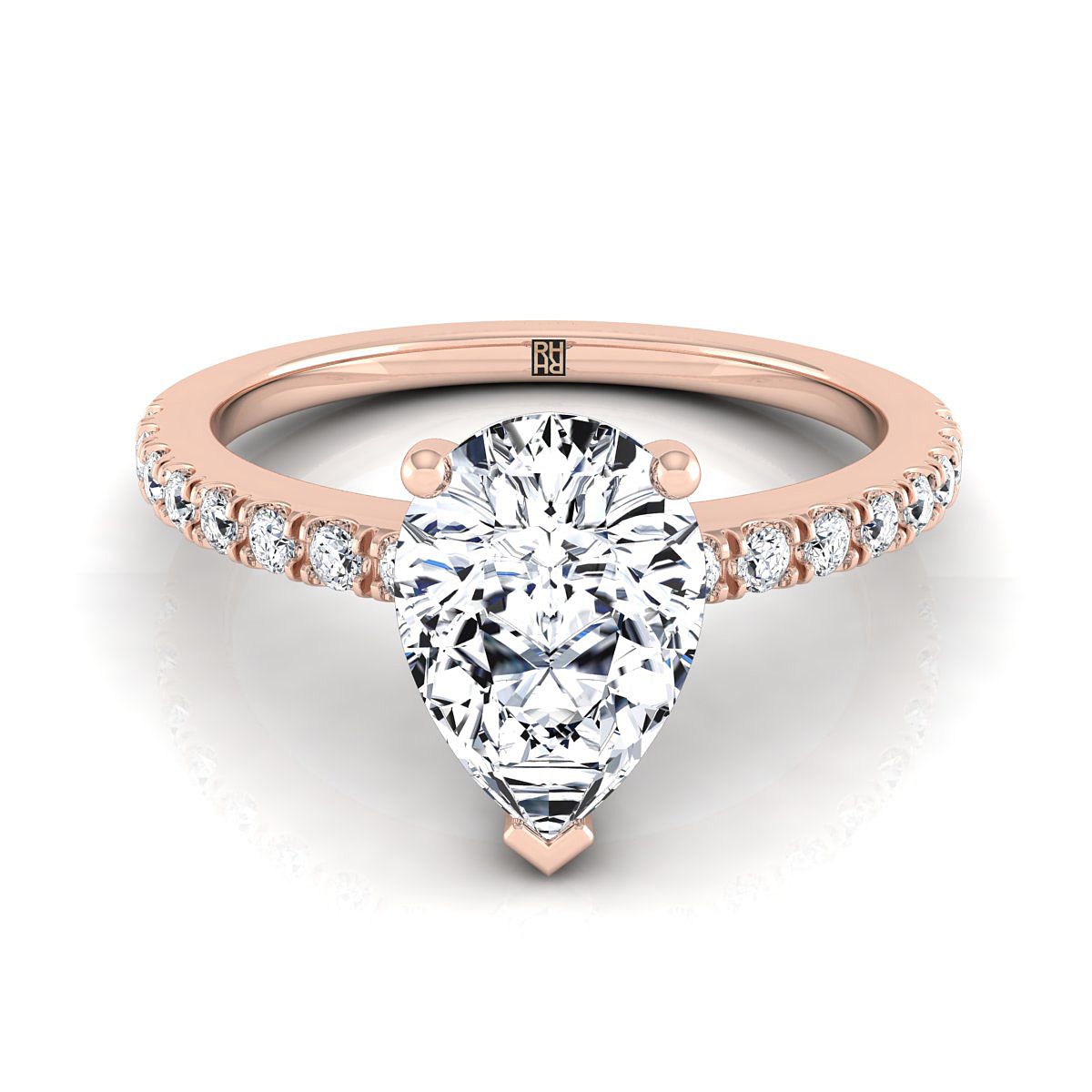 Classic Linear French Pavé Pear Shape, in 14K Rose Gold – view 8 | RockHer