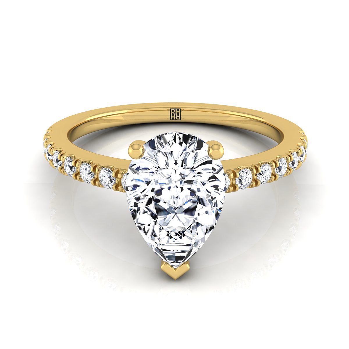 Classic Linear French Pavé Pear Shape, in 18K Yellow Gold | RockHer