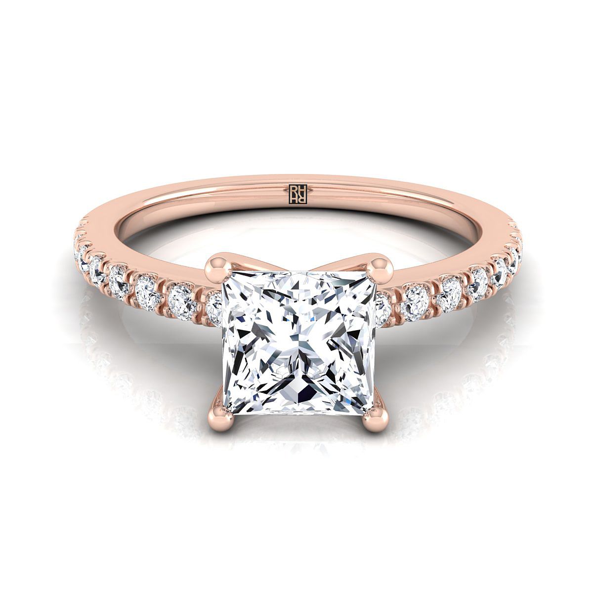 ตัวเรือนแหวนหมั้นเพชร Norah ทรงปริ๊นเซส ทองคำชมพู 14K จาก RockHer