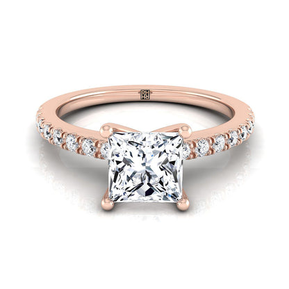 ตัวเรือนแหวนหมั้นเพชร Norah ทรงปริ๊นเซส ทองคำชมพู 14K จาก RockHer