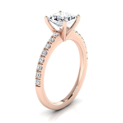 ตัวเรือนแหวนหมั้นเพชร Norah ทรงปริ๊นเซส ทองคำชมพู 14K จาก RockHer