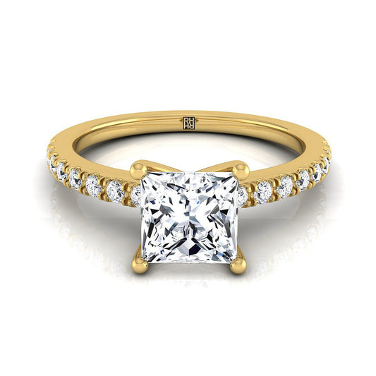 Classic Linear French Pavé Princess, in 18K Yellow Gold | RockHer
