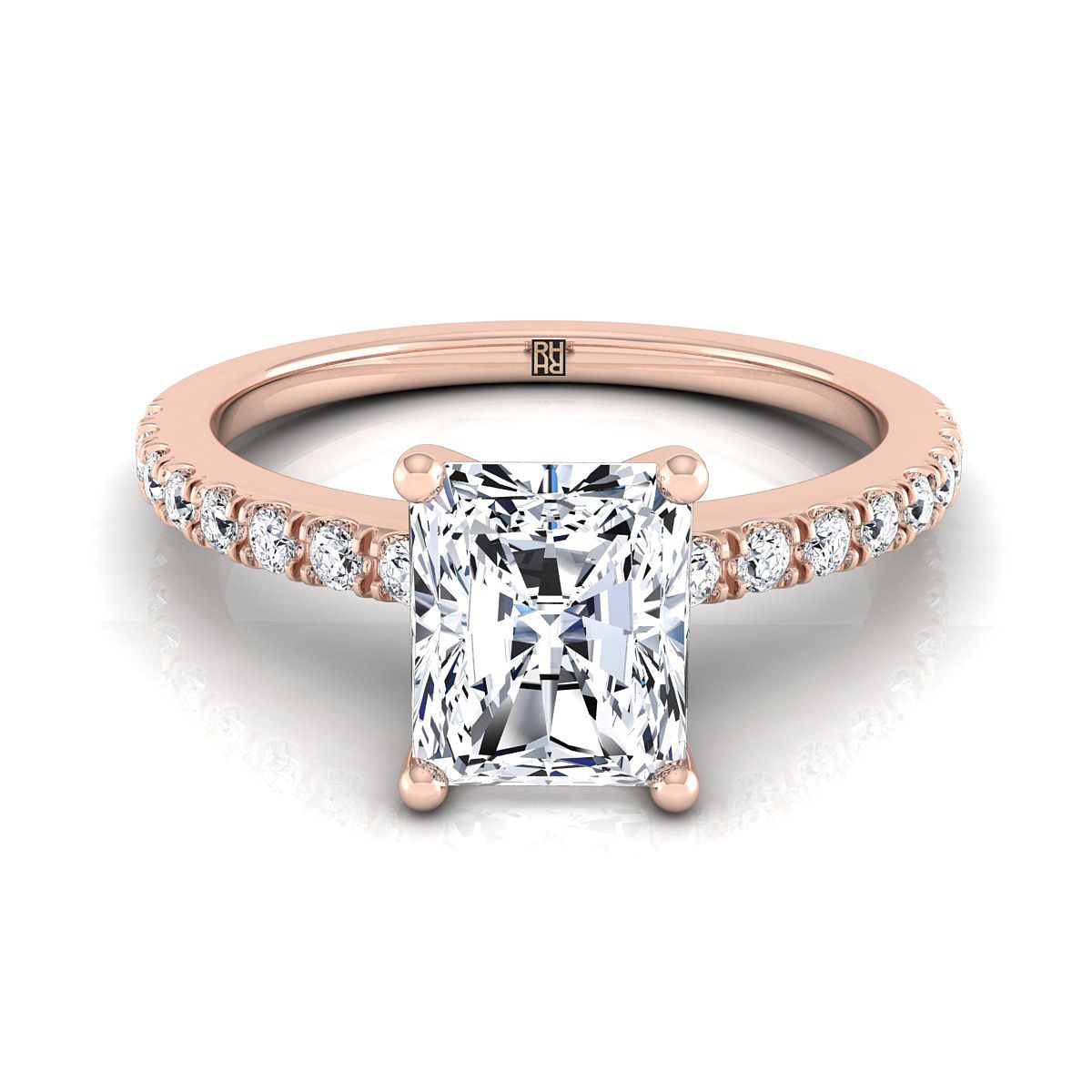 Classic Linear French Pavé Radiant, in 14K Rose Gold | RockHer