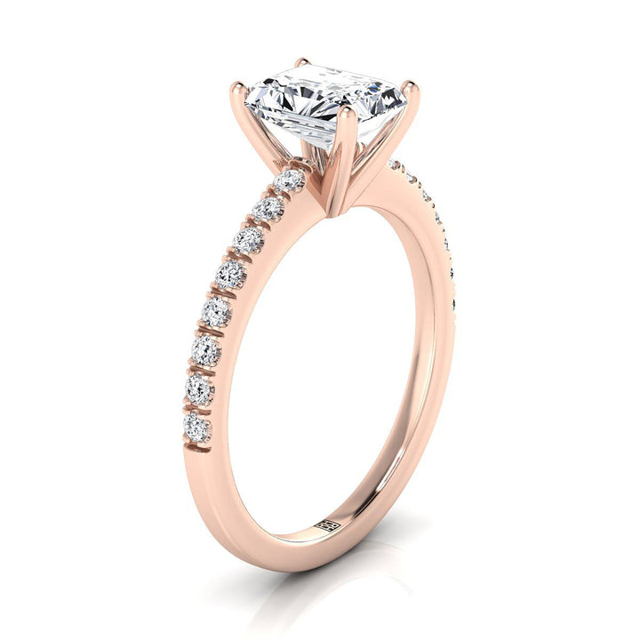 Classic Linear French Pavé Radiant, in 14K Rose Gold – side profile | RockHer
