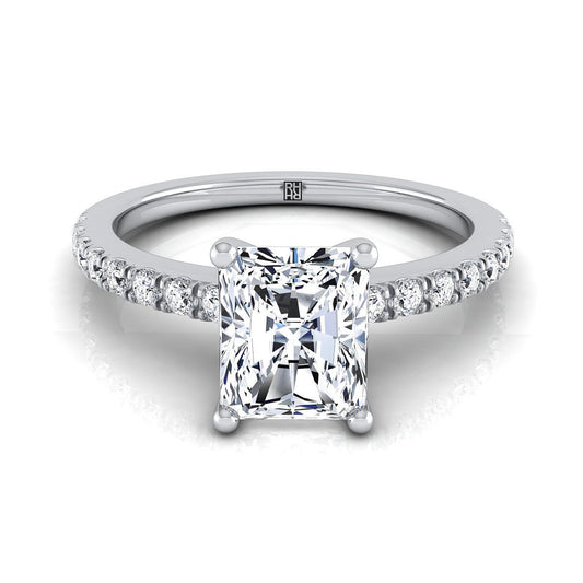 Classic Linear French Pavé Radiant, in 18K White Gold | RockHer