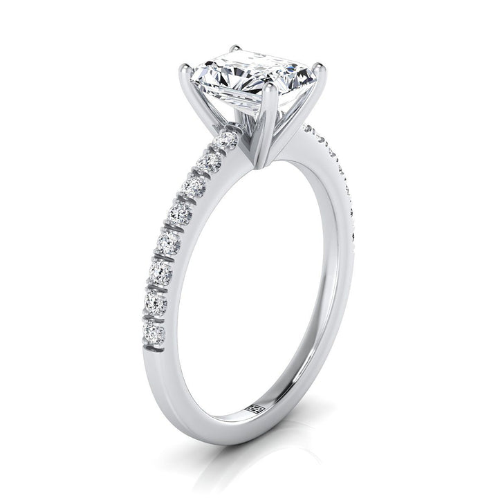 Classic Linear French Pavé Radiant, in Platinum – side profile | RockHer