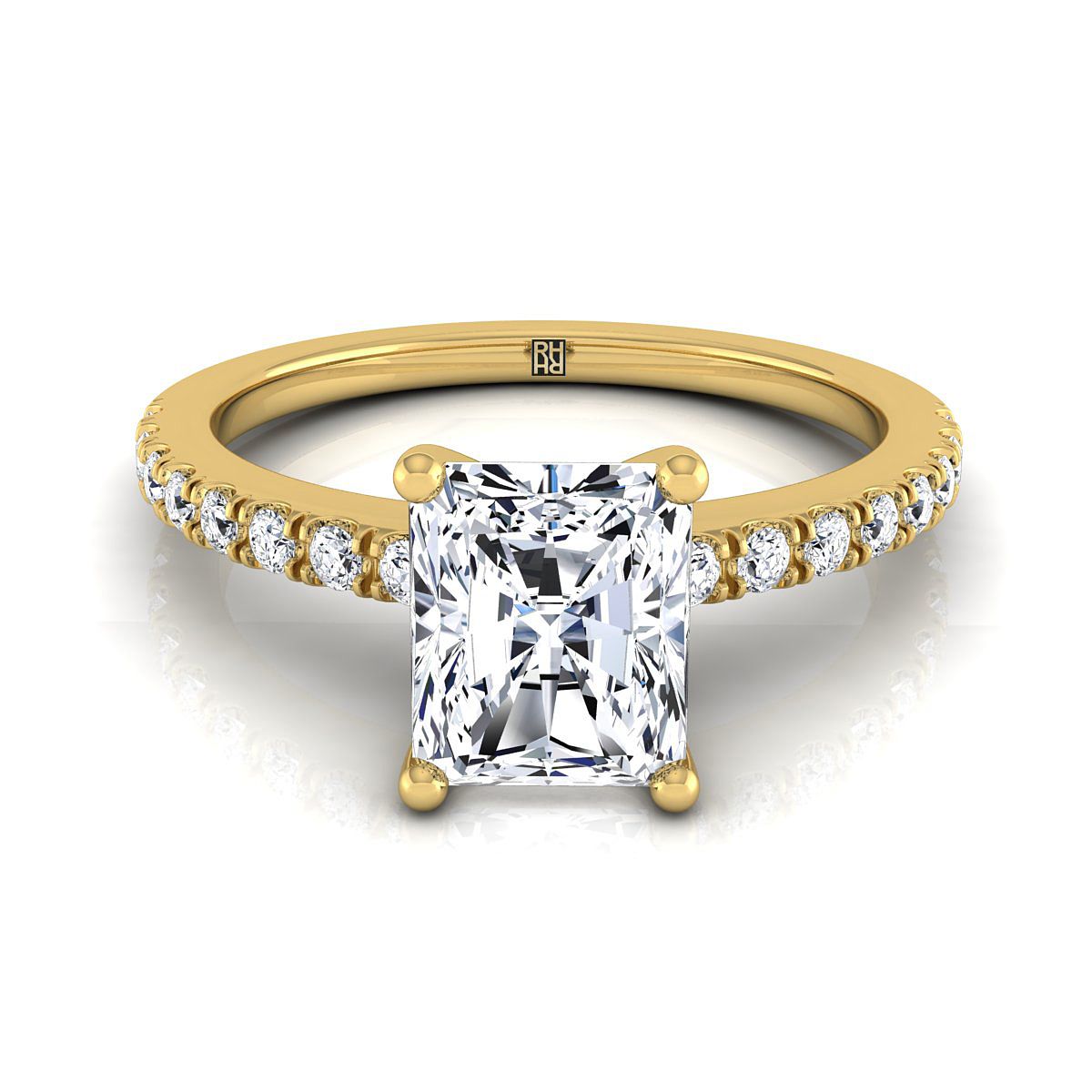 Classic Linear French Pavé Radiant, in 18K Yellow Gold | RockHer