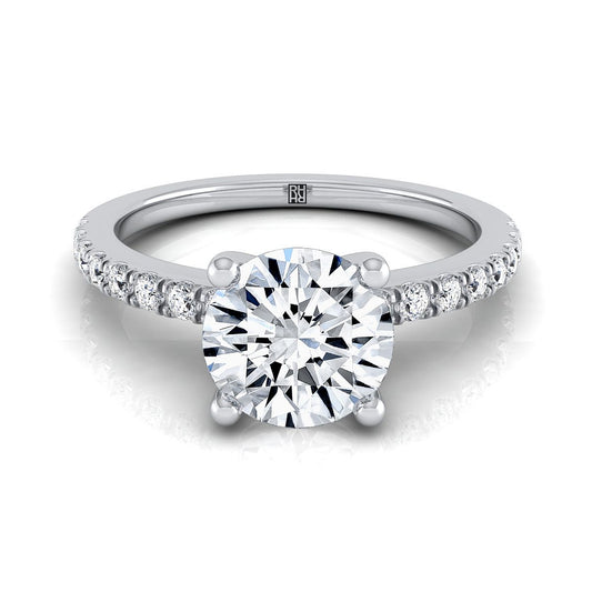 Round Brilliant, Classic Linear French Pavé, in Platinum | RockHer
