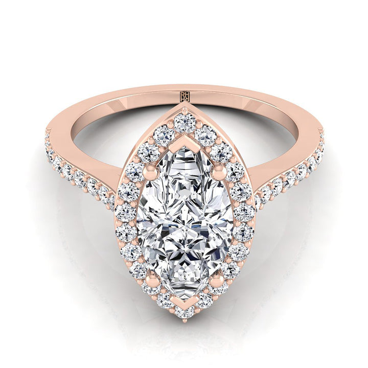 ตัวเรือนแหวนหมั้นเพชร Taylor ทรงมาคี ฝังปาเว่ ทองคำชมพู 14K จาก RockHer