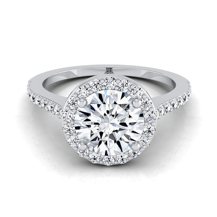 Round Brilliant, Classic French Pavé Halo Round, in Platinum, pave setting – view 8 | RockHer