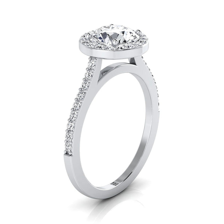 Round Brilliant, Classic French Pavé Halo Round, in Platinum, pave setting – view 9 | RockHer