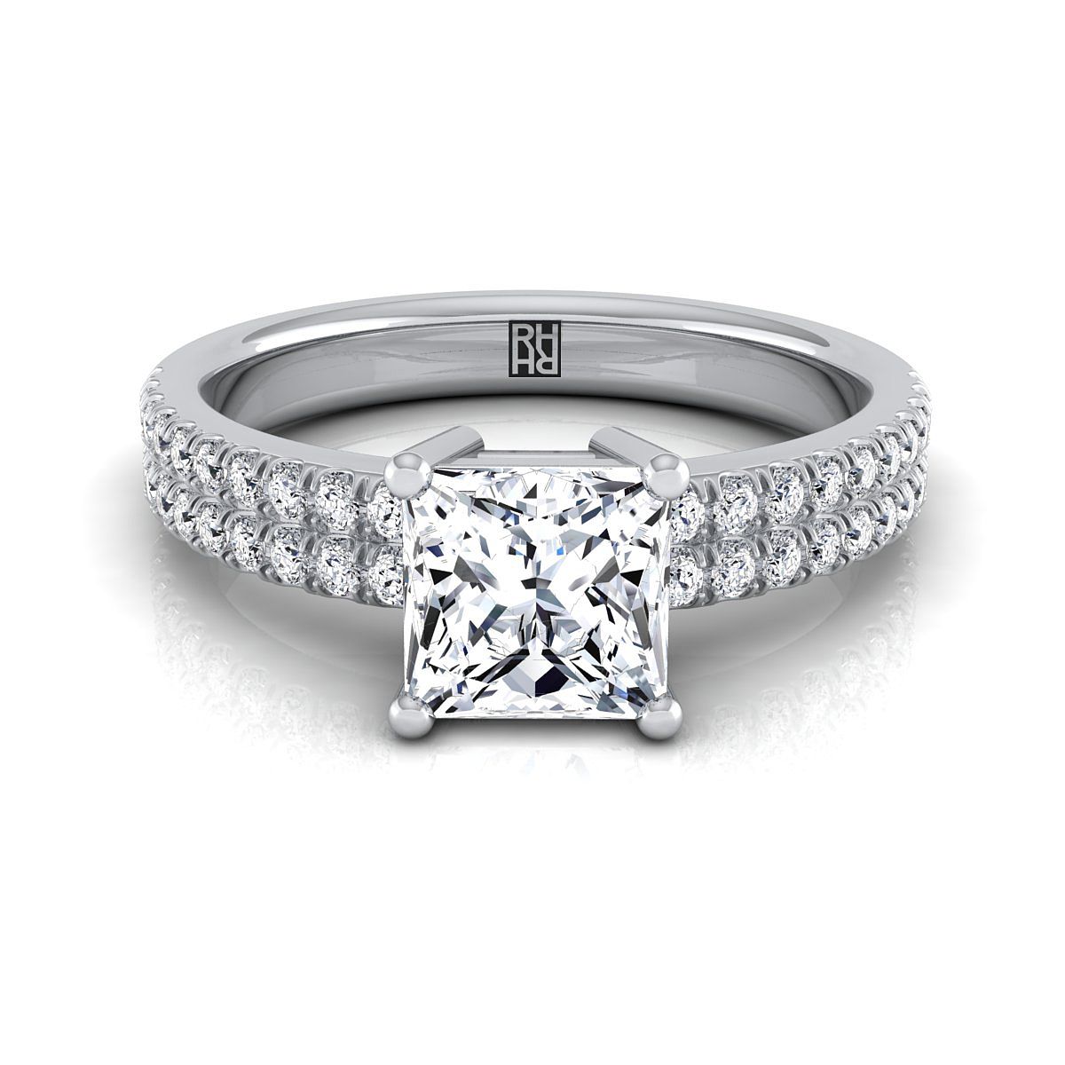 Double Row Micro-Set Pavé Princess, in Platinum, pave setting | RockHer