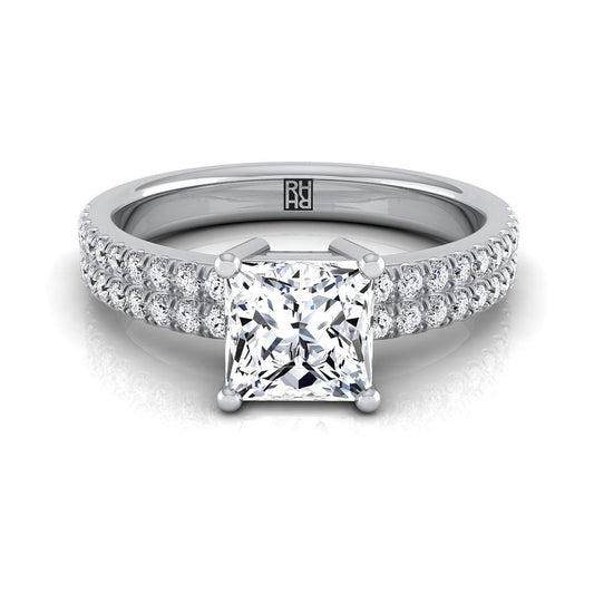 Double Row Micro-Set Pavé Princess, in Platinum, pave setting | RockHer