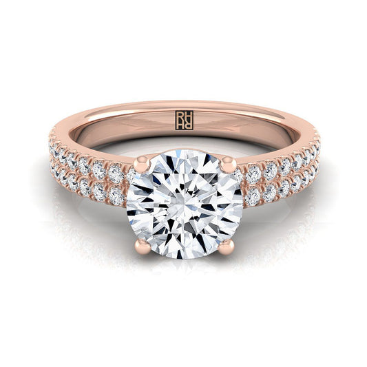 Round Brilliant, Double Row Micro-Set Pavé, in 14K Rose Gold, pave setting | RockHer