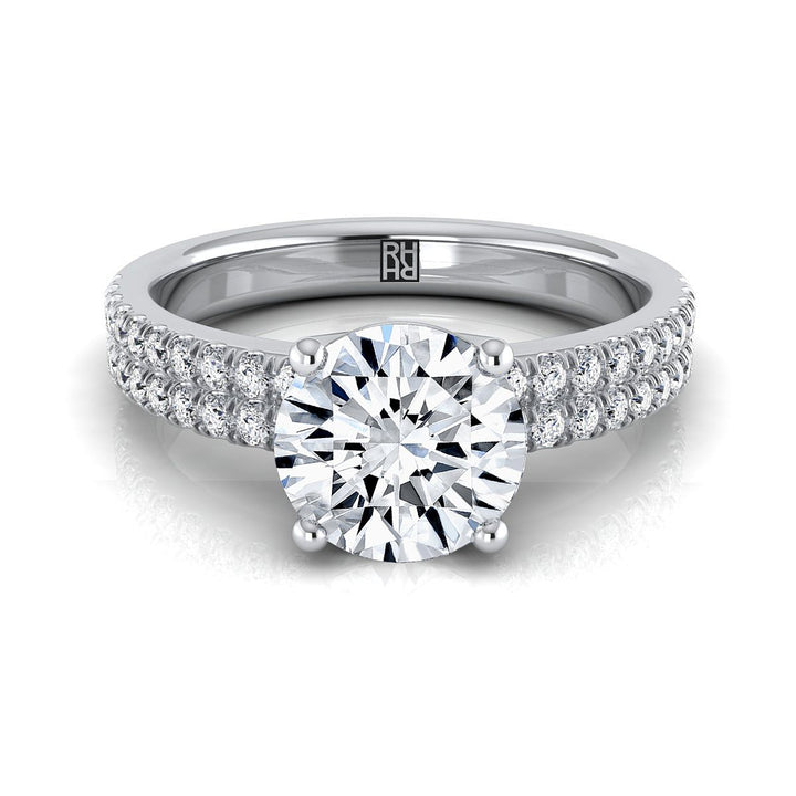 Round Brilliant, Double Row Micro-Set Pavé, in Platinum, pave setting | RockHer