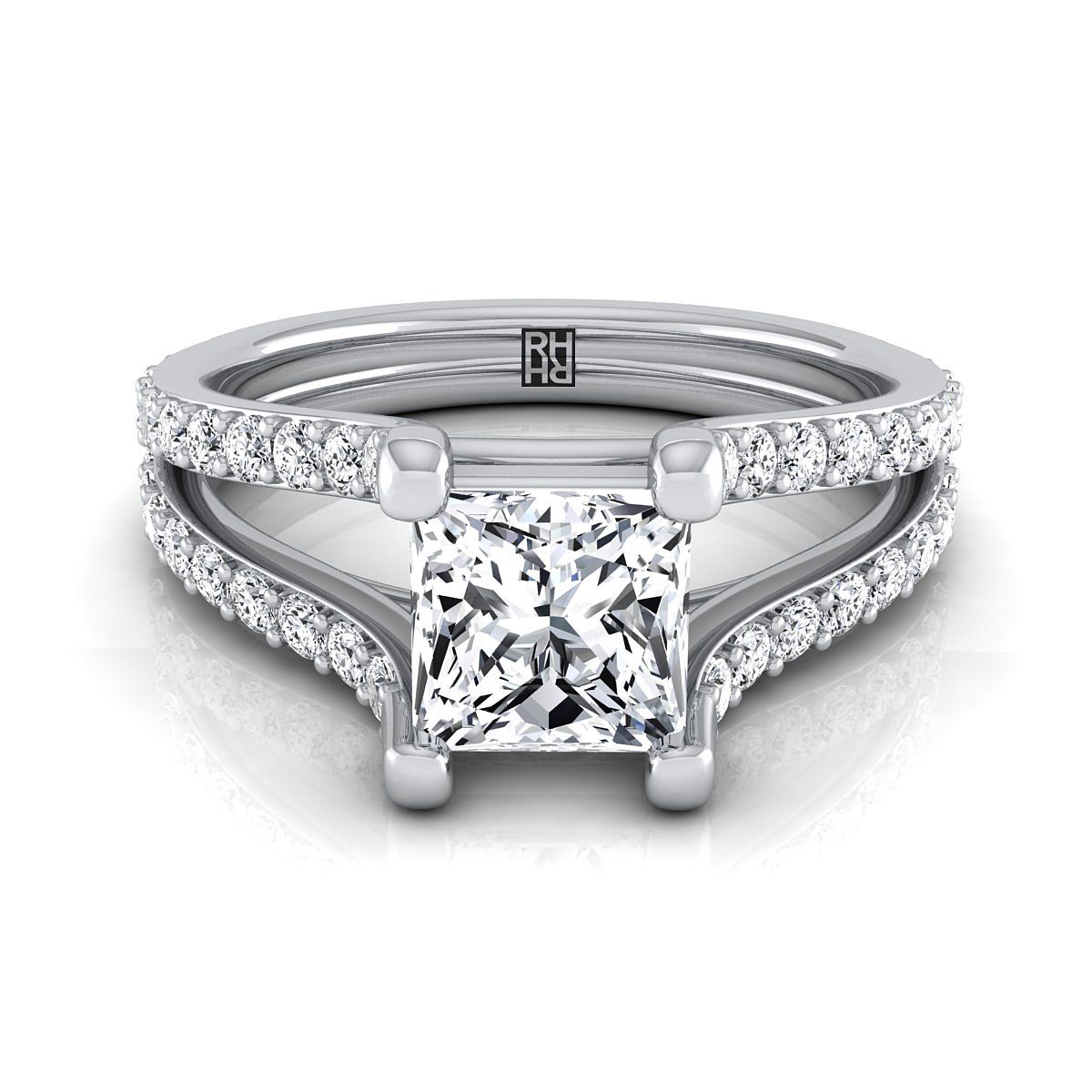 Split Shank Pavé Princess, in Platinum | RockHer