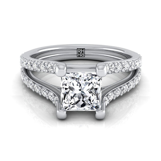 Split Shank Pavé Princess, in Platinum | RockHer