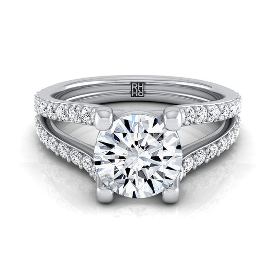 Round Brilliant, Split Shank Pavé, in Platinum | RockHer